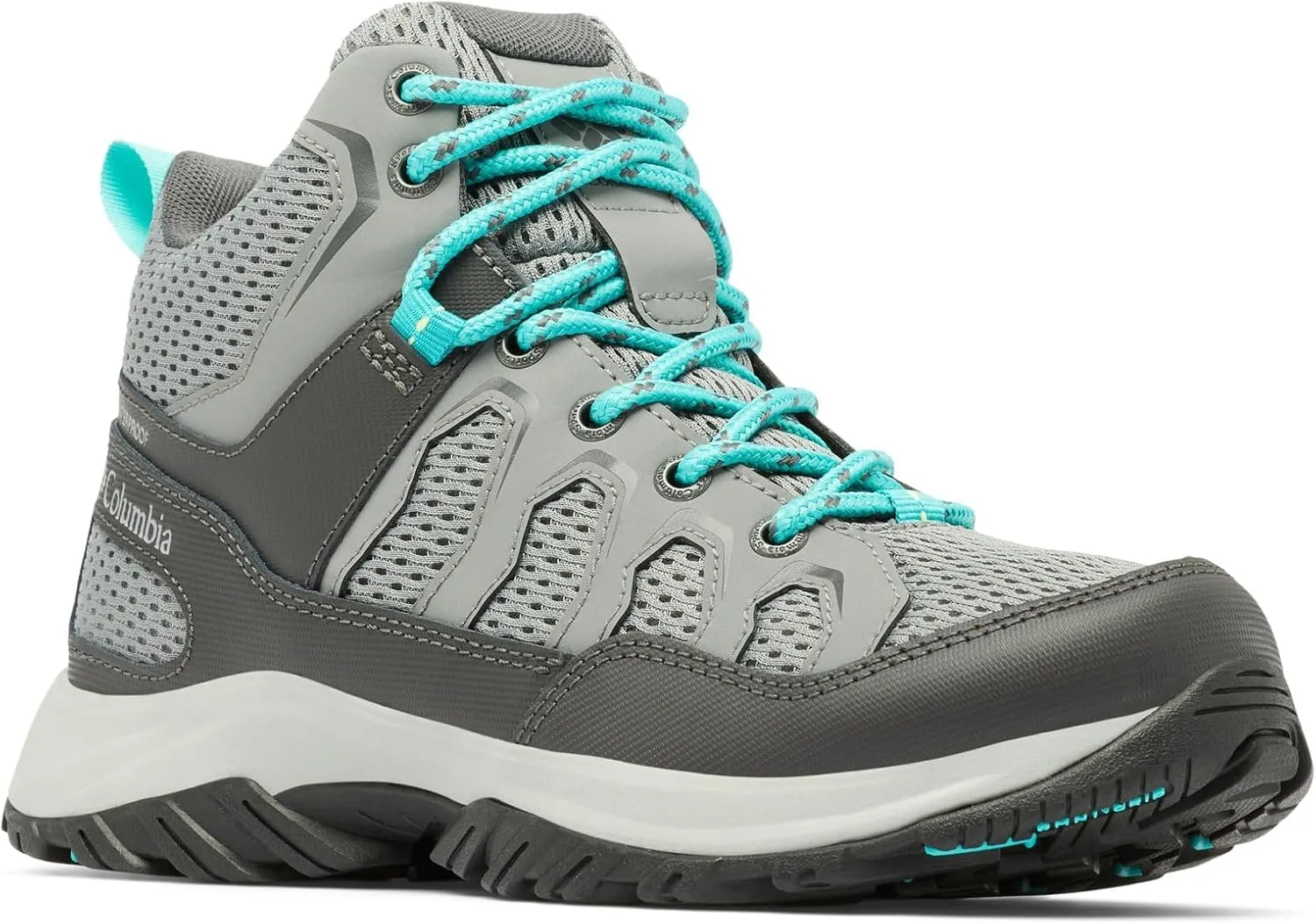 Columbia Womens Granite Trail Mid Waterproof, Titanium Grey Steel/Bright Aqua, 10