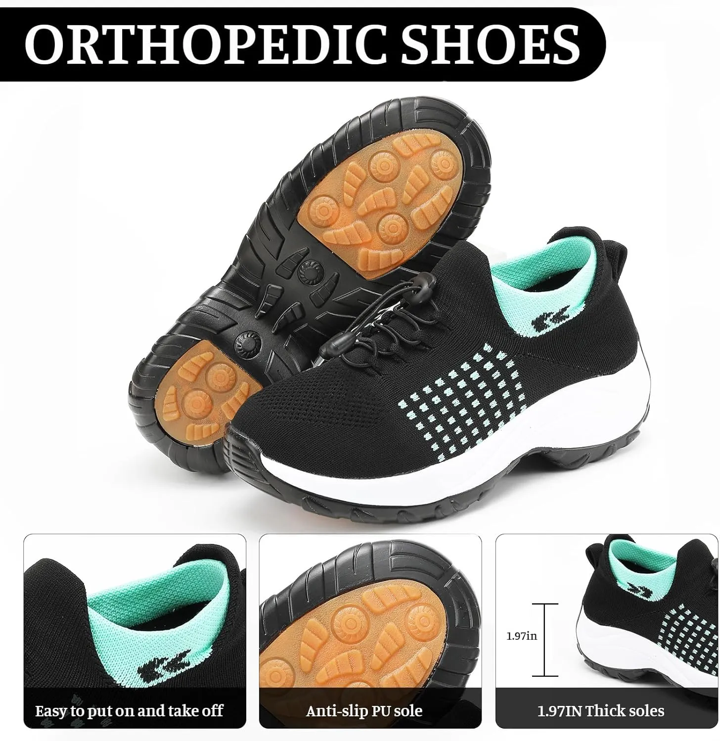Comfort Wear Orthowear Shoes for Women Orthopedic Sneakers Comfortwear Ortho Shoes for Women Plantar Fasciitis with Arch Support Slip On Wide Width Walking Shoe Breathable Tennis Sneakers