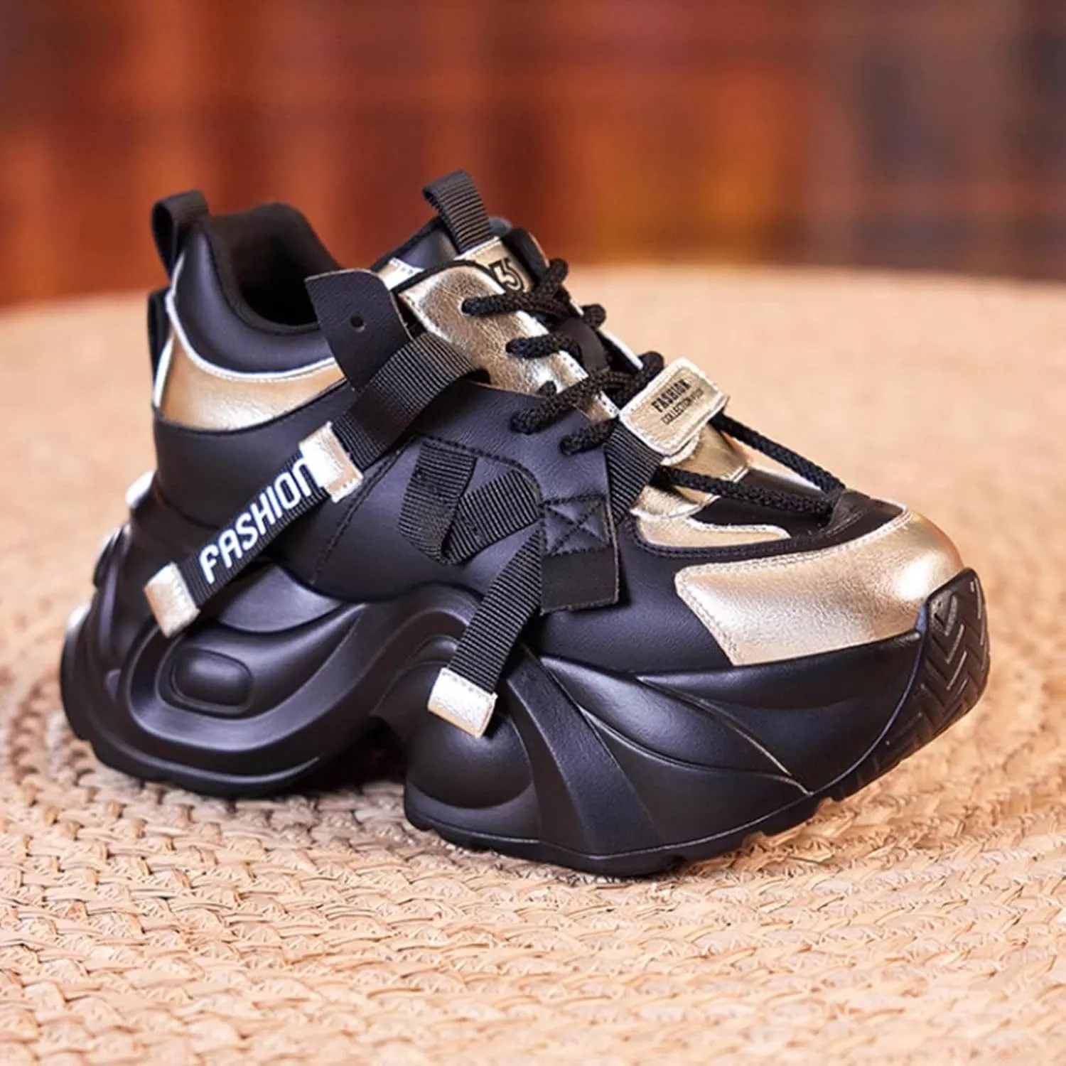 Comfortable Walking Shoes Women Thick Platform Lace Up Fashion Waterproof Sneakers Casual Outdoor Athletic Shoes