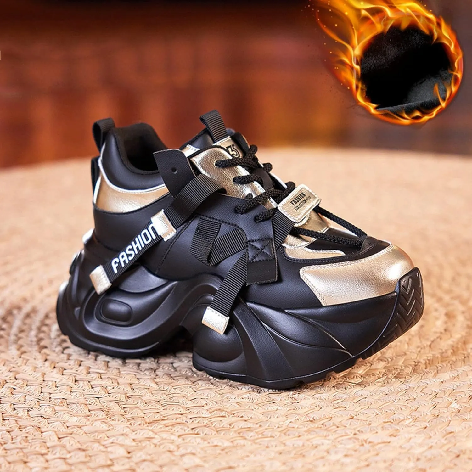 Comfortable Walking Shoes Women Thick Platform Lace Up Fashion Waterproof Sneakers Casual Outdoor Athletic Shoes