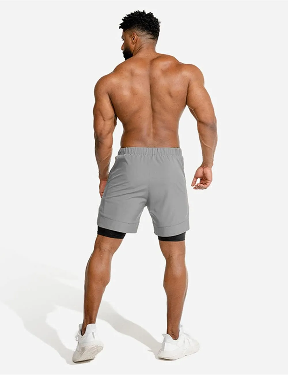 COOFANDY Men's 2 Pack Running Shorts 2 in 1 Workout Shorts Quick Dry Gym Training Athletic Jogger with Phone Pockets