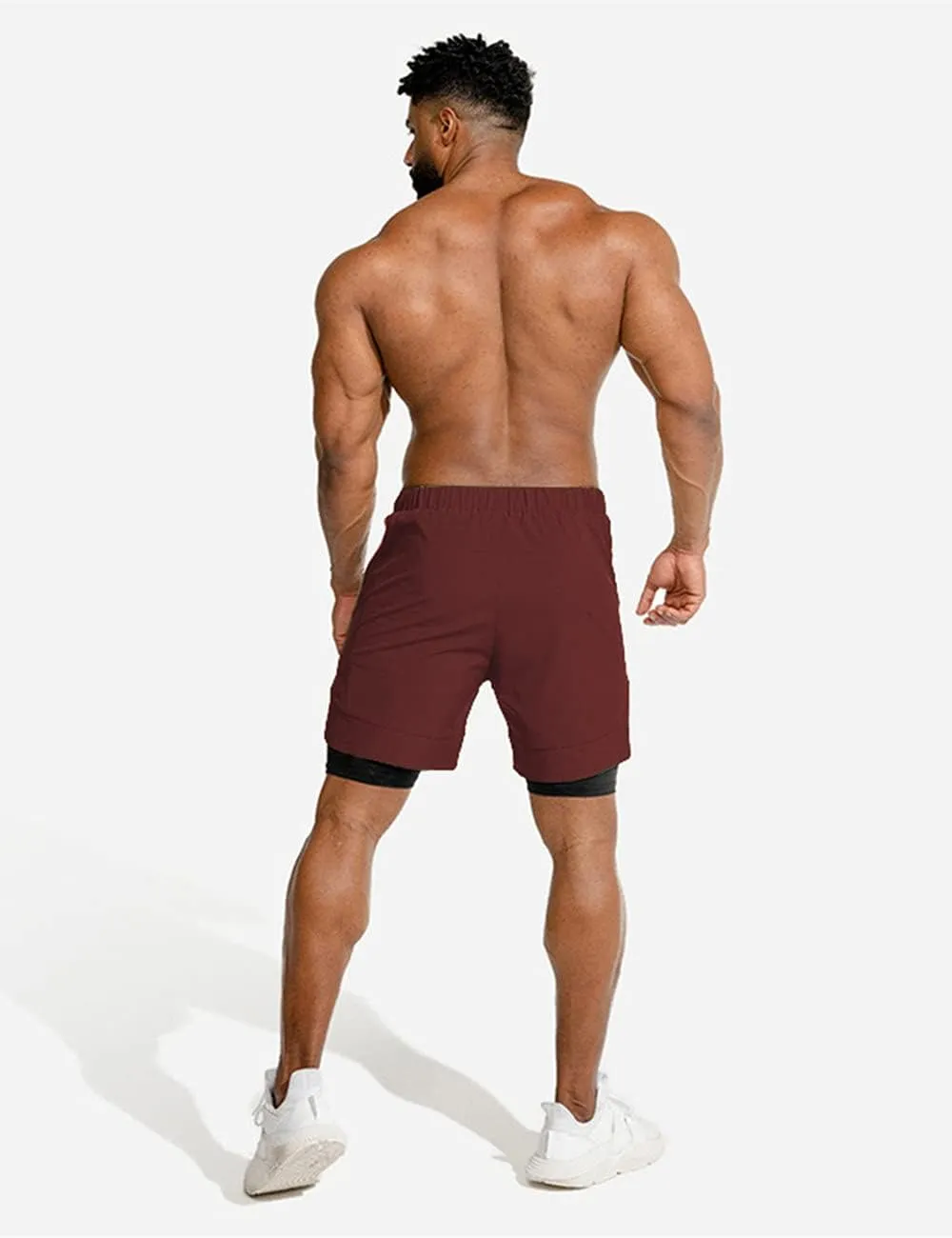 COOFANDY Men's 2 Pack Running Shorts 2 in 1 Workout Shorts Quick Dry Gym Training Athletic Jogger with Phone Pockets