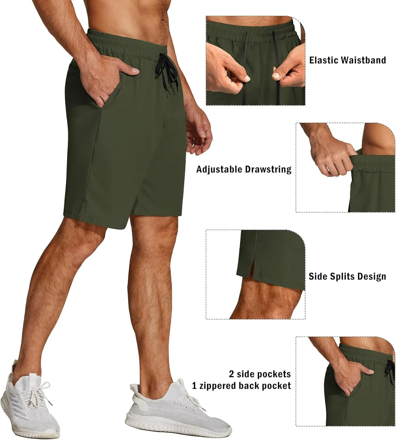 COOFANDY Men's Athletic Running Shorts Quick Dry Lightweight Gym Workout Training Sports Shorts with Pockets