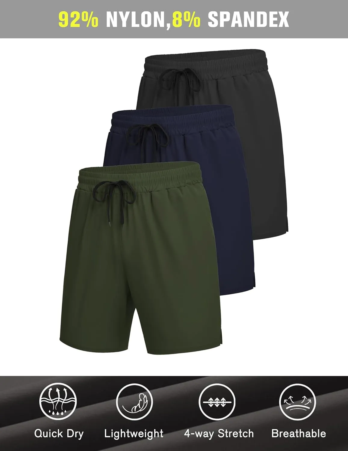 COOFANDY Men's Athletic Running Shorts Quick Dry Lightweight Gym Workout Training Sports Shorts with Pockets