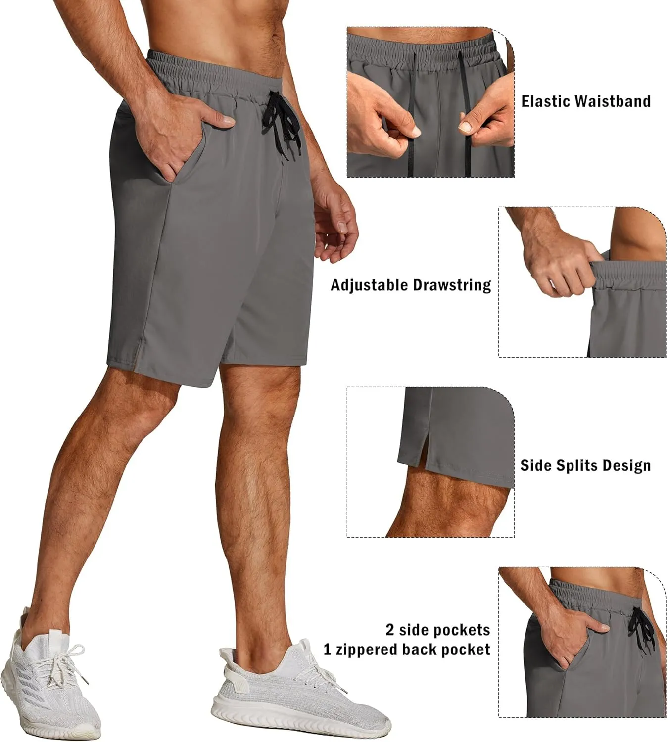 COOFANDY Men's Athletic Running Shorts Quick Dry Lightweight Gym Workout Training Sports Shorts with Pockets