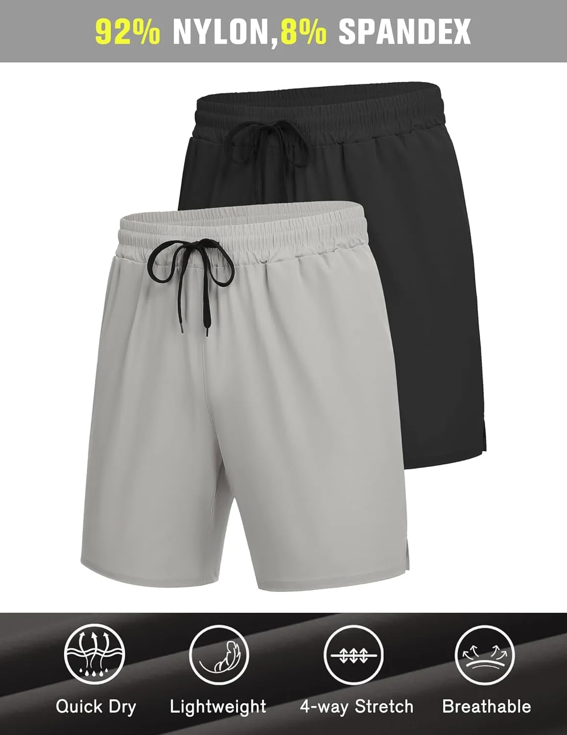 COOFANDY Men's Athletic Running Shorts Quick Dry Lightweight Gym Workout Training Sports Shorts with Pockets