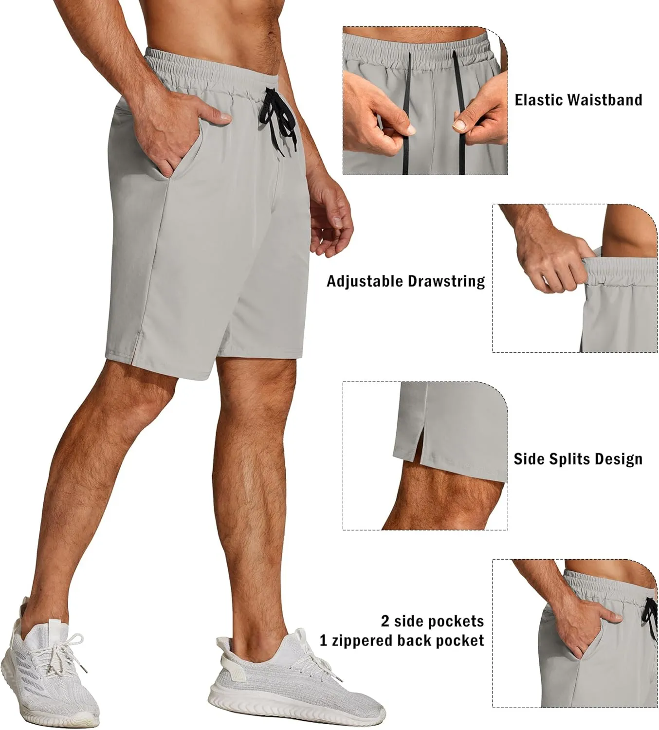 COOFANDY Men's Athletic Running Shorts Quick Dry Lightweight Gym Workout Training Sports Shorts with Pockets