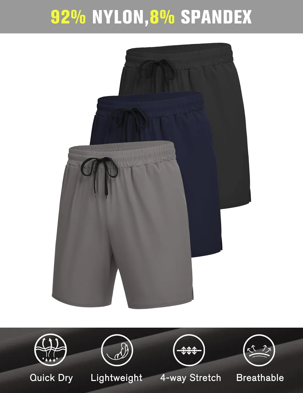 COOFANDY Men's Athletic Running Shorts Quick Dry Lightweight Gym Workout Training Sports Shorts with Pockets