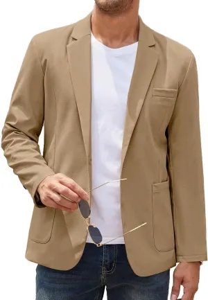 COOFANDY Men's Casual Linen Blazer Lightweight Regular Fit Sport Coat One Button Suit Jacket
