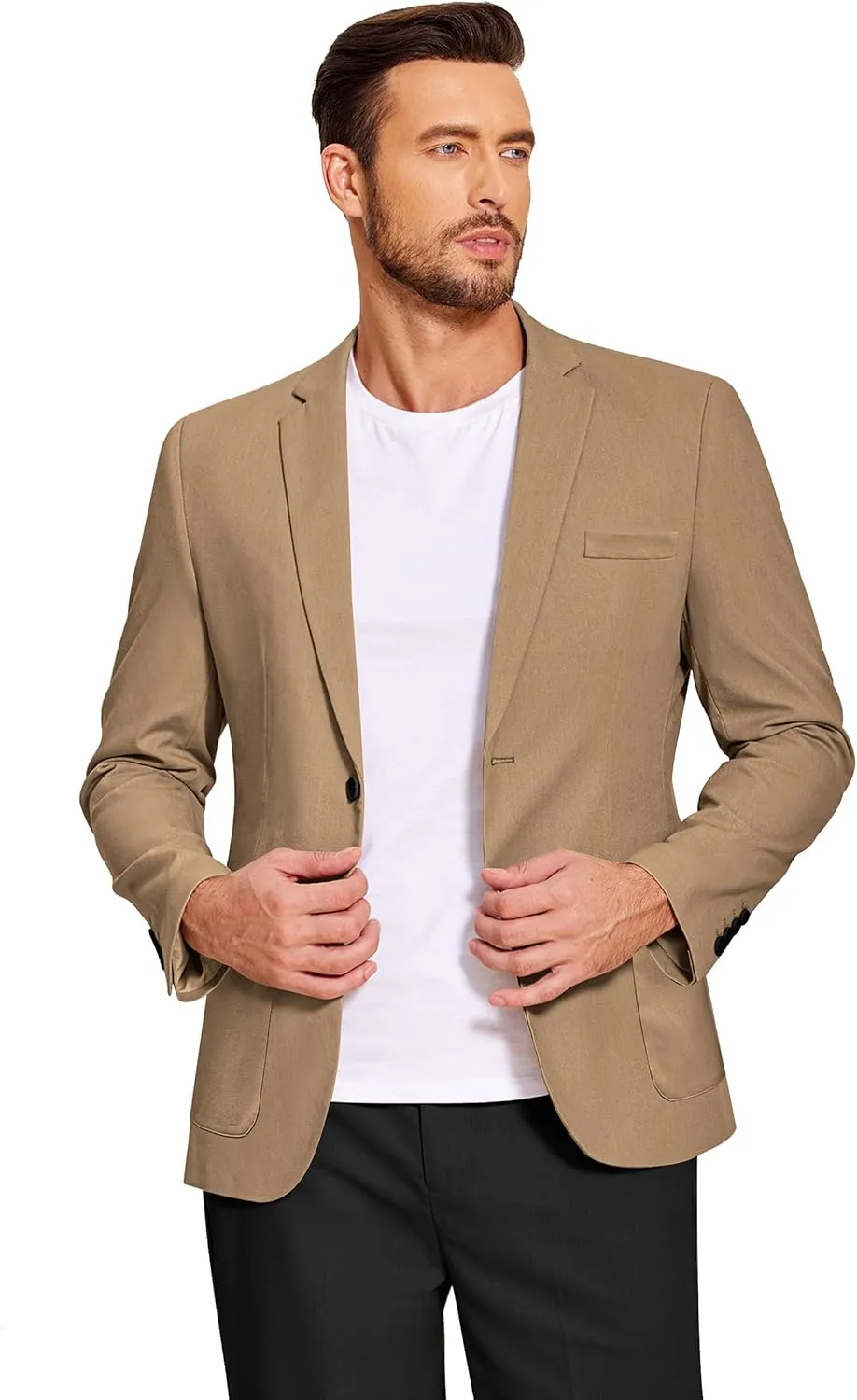 COOFANDY Men's Casual Linen Blazer Lightweight Regular Fit Sport Coat One Button Suit Jacket