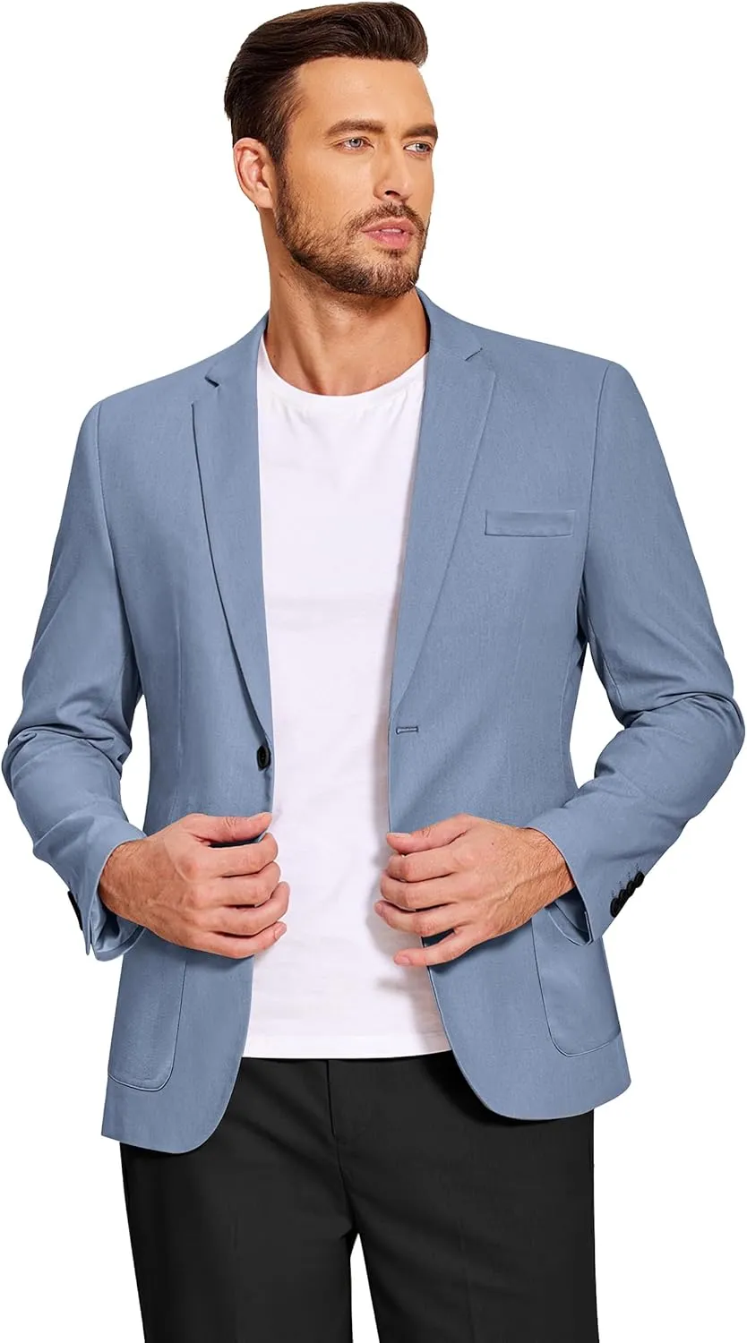 COOFANDY Men's Casual Linen Blazer Lightweight Regular Fit Sport Coat One Button Suit Jacket