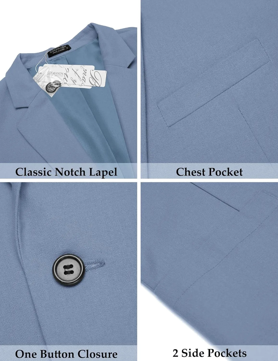 COOFANDY Men's Casual Linen Blazer Lightweight Regular Fit Sport Coat One Button Suit Jacket