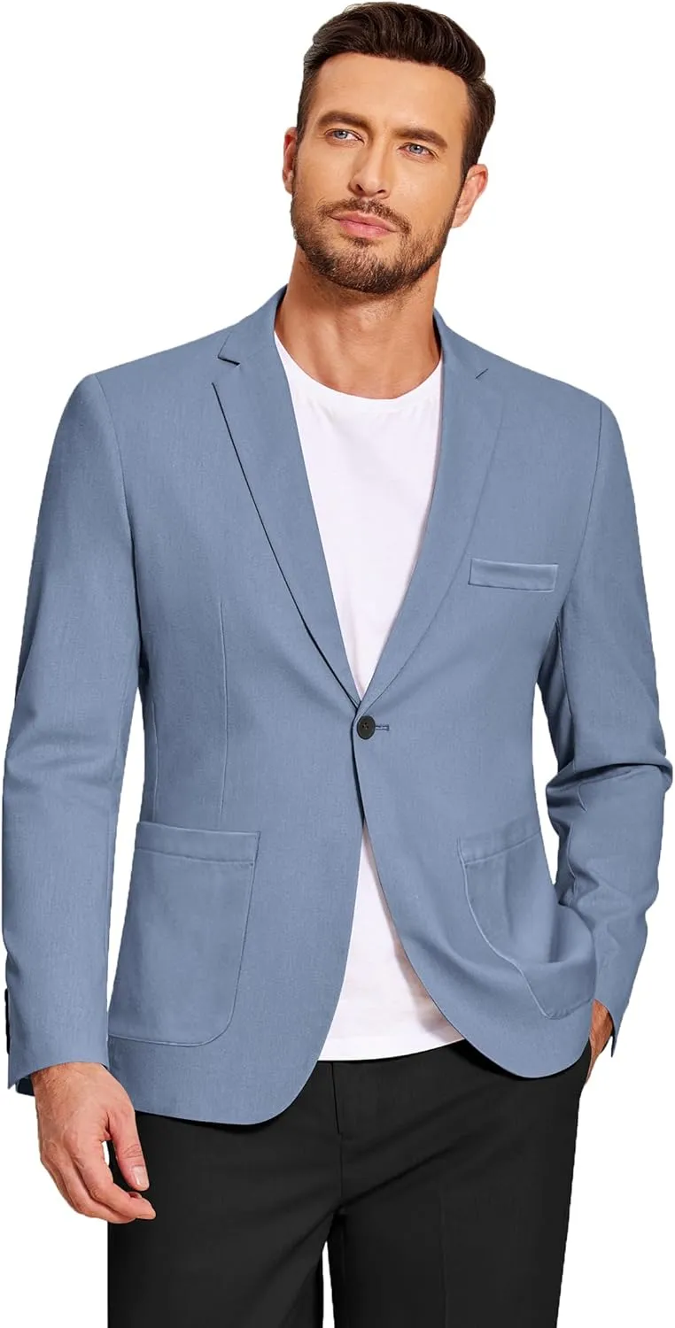 COOFANDY Men's Casual Linen Blazer Lightweight Regular Fit Sport Coat One Button Suit Jacket
