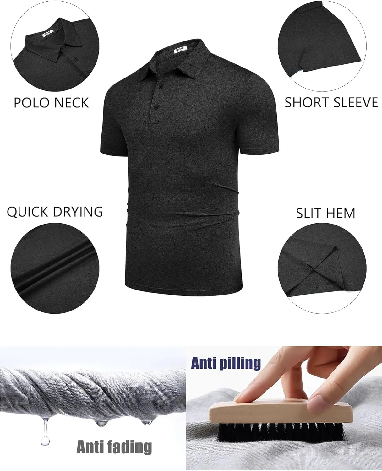 COOFANDY Men's Polo Shirt Golf Dry Fit Performance Short Sleeve Moisture Wicking Athletic Polo Collared Tennis T-Shirt