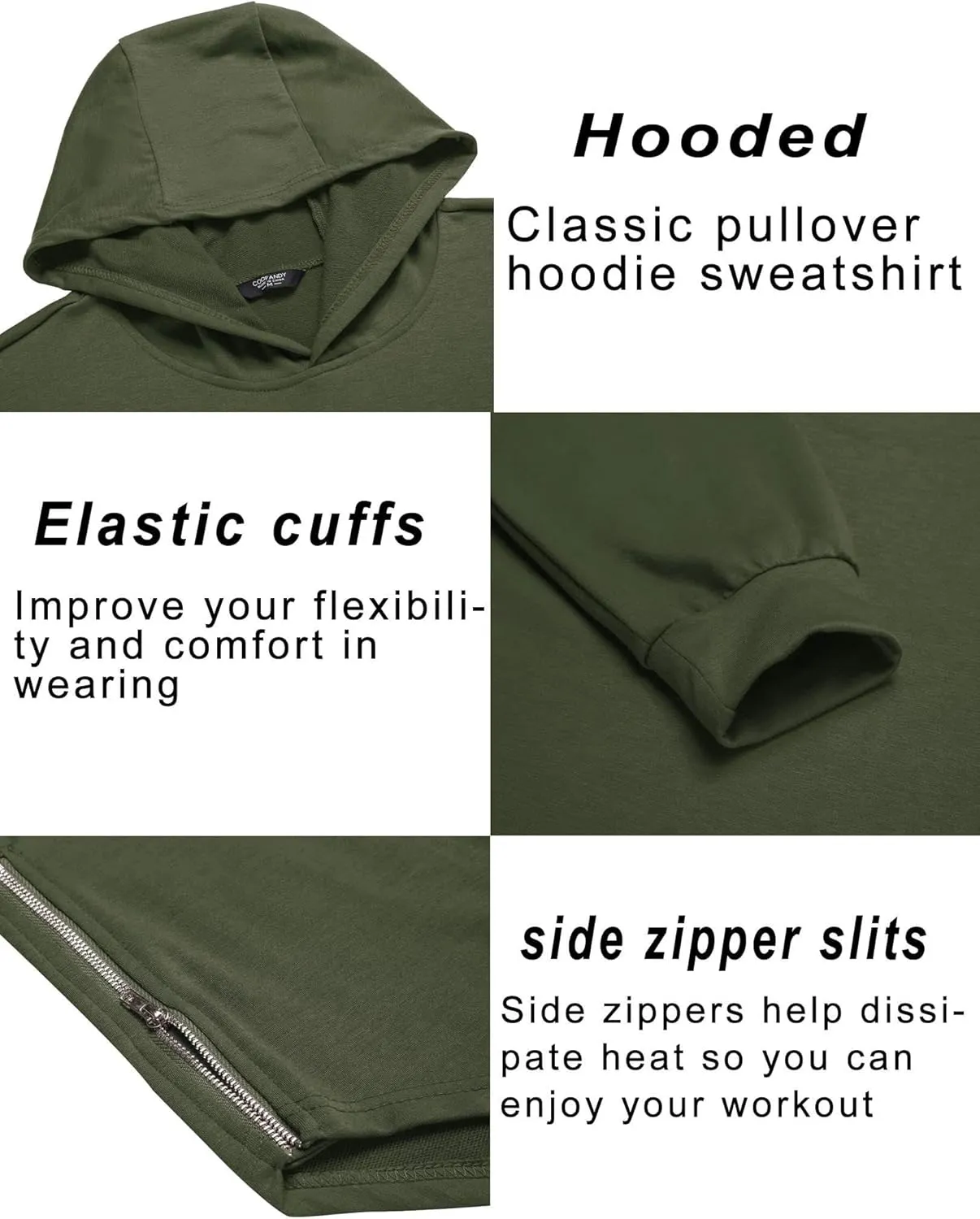 COOFANDY Men's Workout Sweatshirts Long Sleeve Muscle Fit Athletic Gym Hoodies Pullover