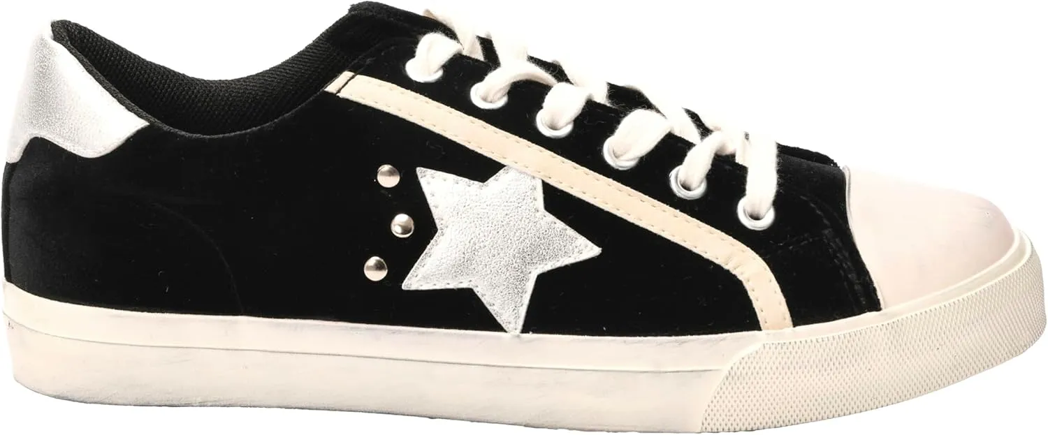 Corkys Footwear Hey Girl Womens Big Dipper Fashion Sneakers - Featuring a Star Patch on The Side with Stud Embellishments, Comfortable Insoles, and A Lace-up Design