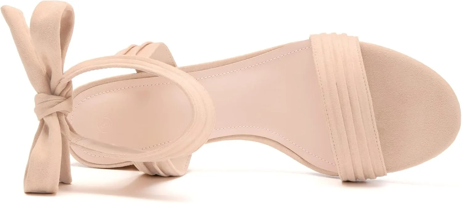 Coutgo Womens Open Toe Ankle Tie Back Low Block Chunky Heels Sandals Party Dress Pumps Shoes