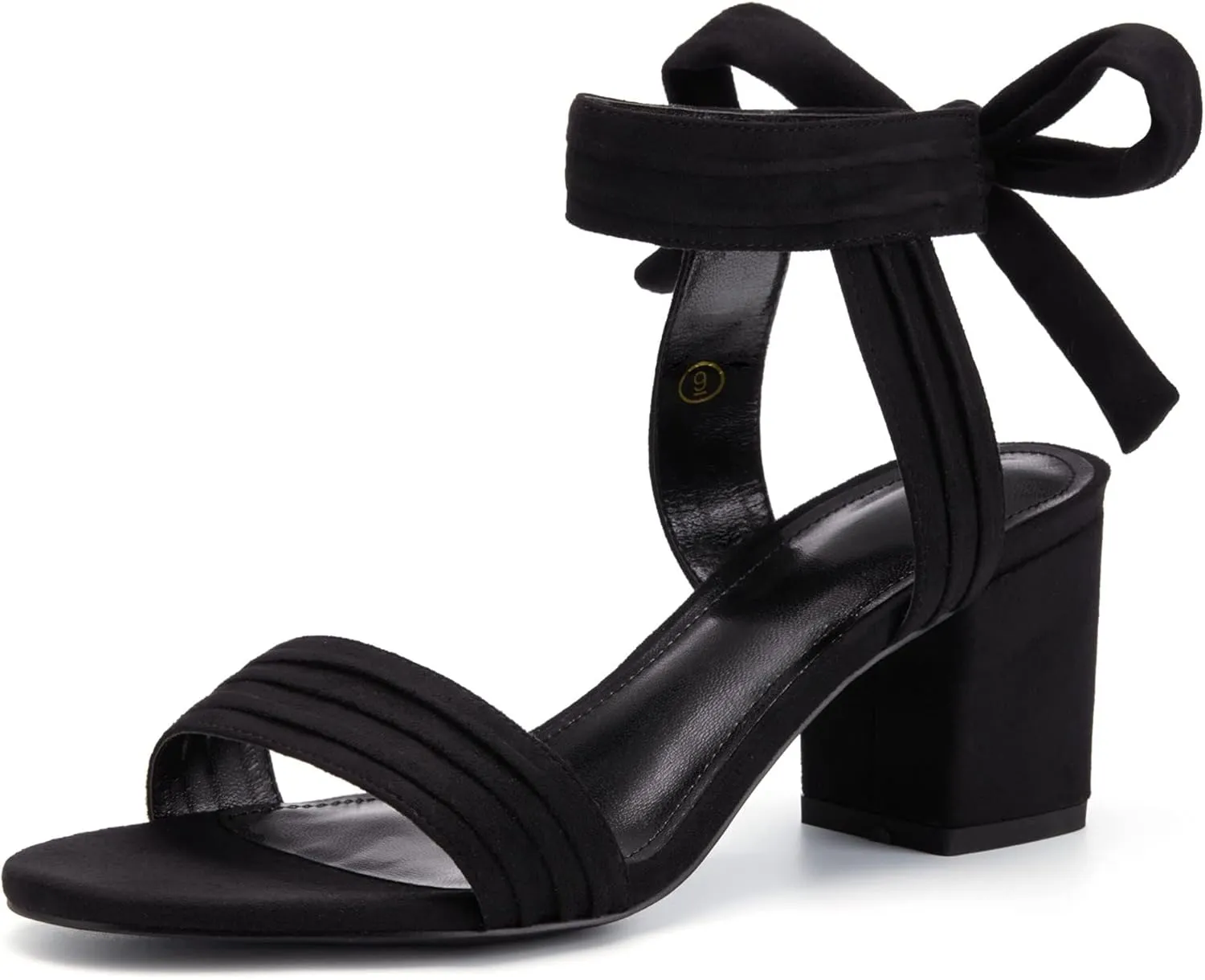 Coutgo Womens Open Toe Ankle Tie Back Low Block Chunky Heels Sandals Party Dress Pumps Shoes