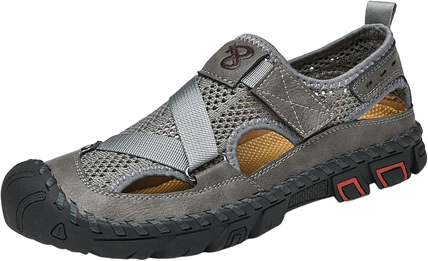 CsgrFagr New Summer Sandals for Men's Breathable Korean Edition Slip On Cowhide Beach Leather Shoes Beach Sandals for Men Size 13 (Grey, 8.5)