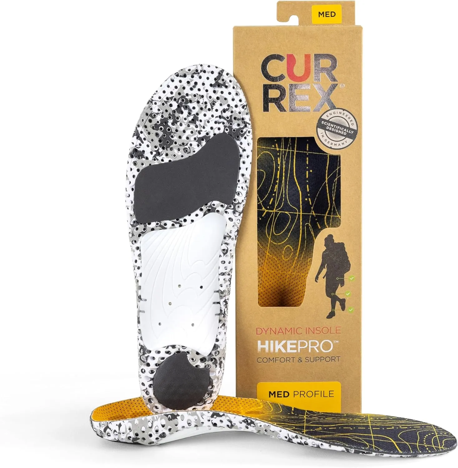 CURREX HikePro Insoles for Hiking Boots & Shoes – Shock Absorbing Inserts to Help Reduce Fatigue and Increase Performance – Anti-Slip Heel Surface for Stability – for Men & Women – Medium Arch, Small