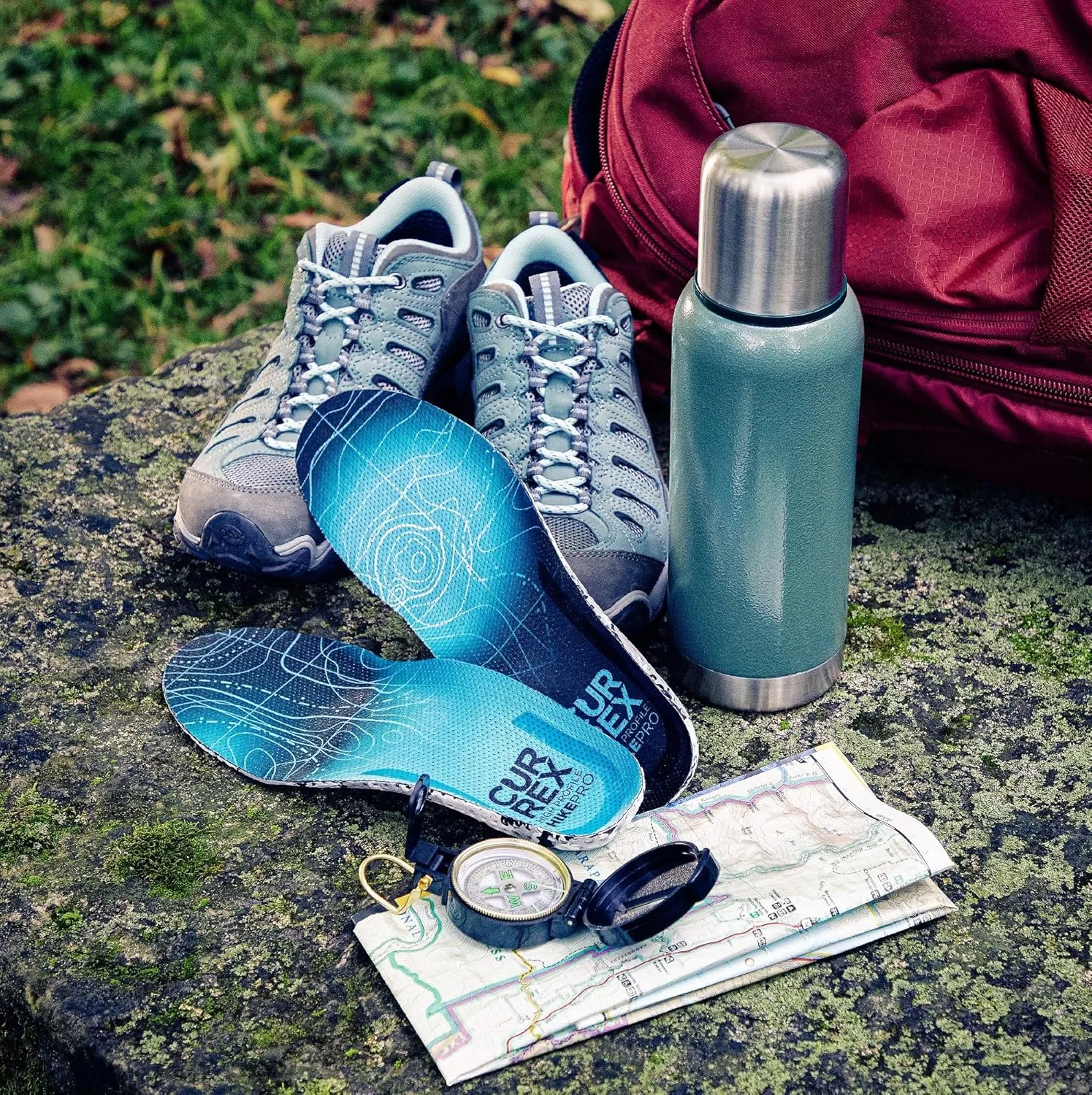 CURREX HikePro Insoles for Hiking Boots & Shoes – Shock Absorbing Inserts to Help Reduce Fatigue and Increase Performance – Anti-Slip Heel Surface forStability – for Men & Women – Medium Arch, Large