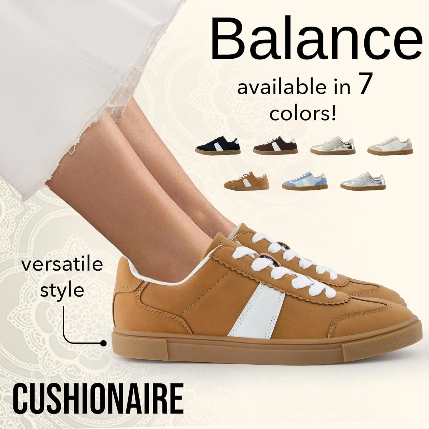 CUSHIONAIRE Women's Balance Lace Up Sneaker  Comfort Foam, Wide Widths Available