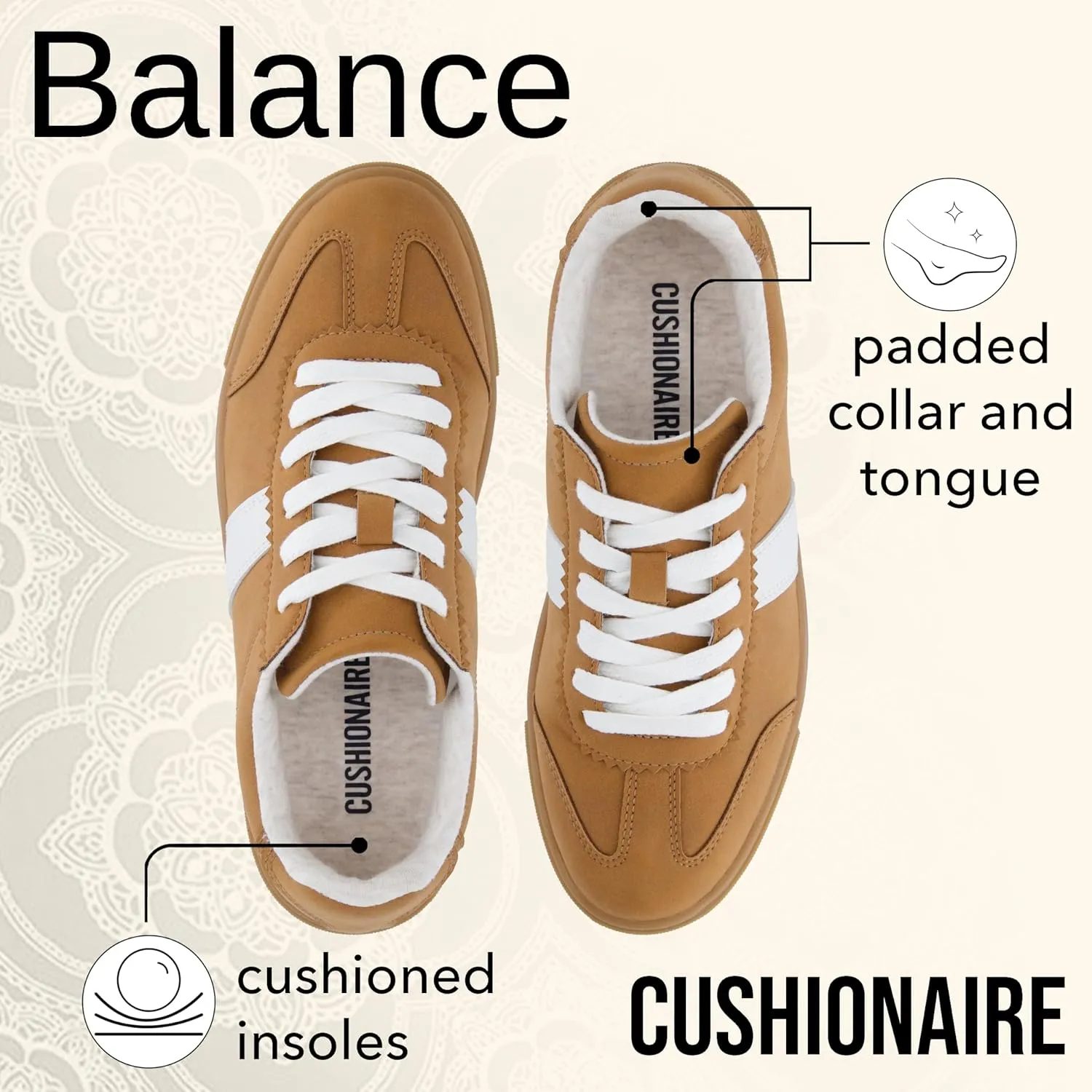 CUSHIONAIRE Women's Balance Lace Up Sneaker  Comfort Foam, Wide Widths Available