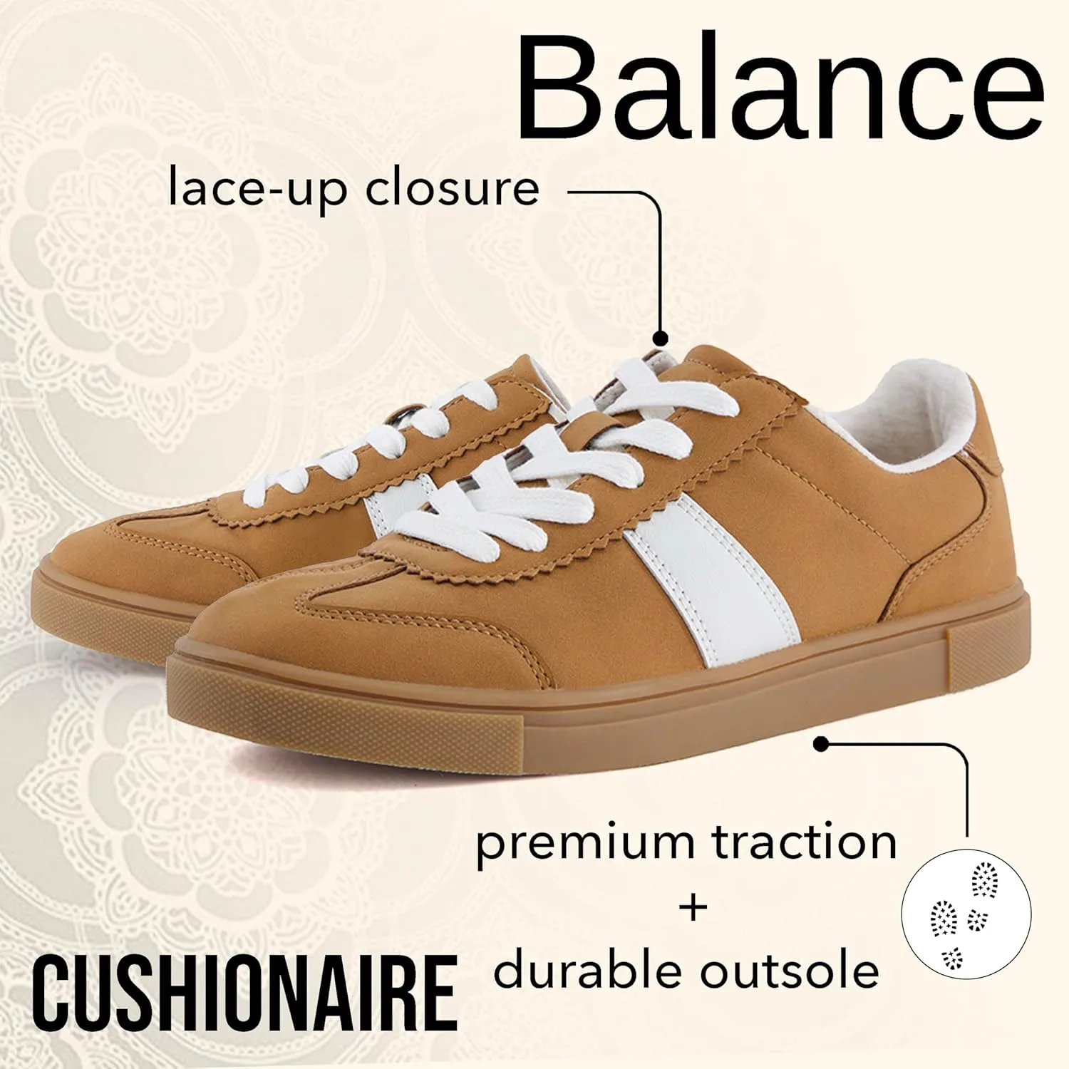 CUSHIONAIRE Women's Balance Lace Up Sneaker  Comfort Foam, Wide Widths Available