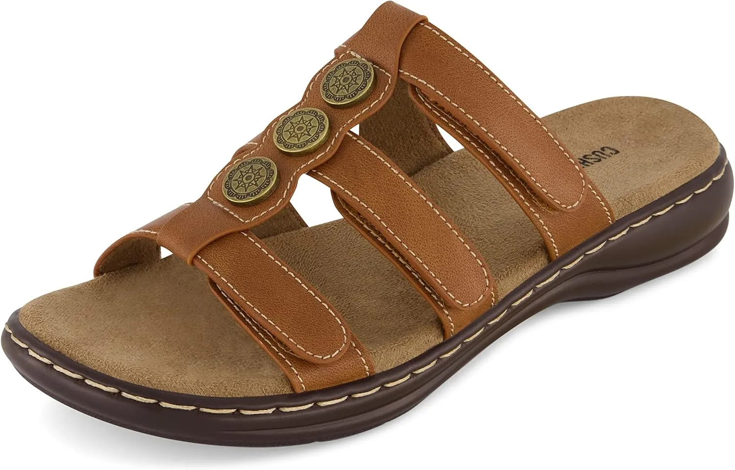 CUSHIONAIRE Women's Bowen Comfort Footbed Sandal with Adjustable Straps and  Comfort