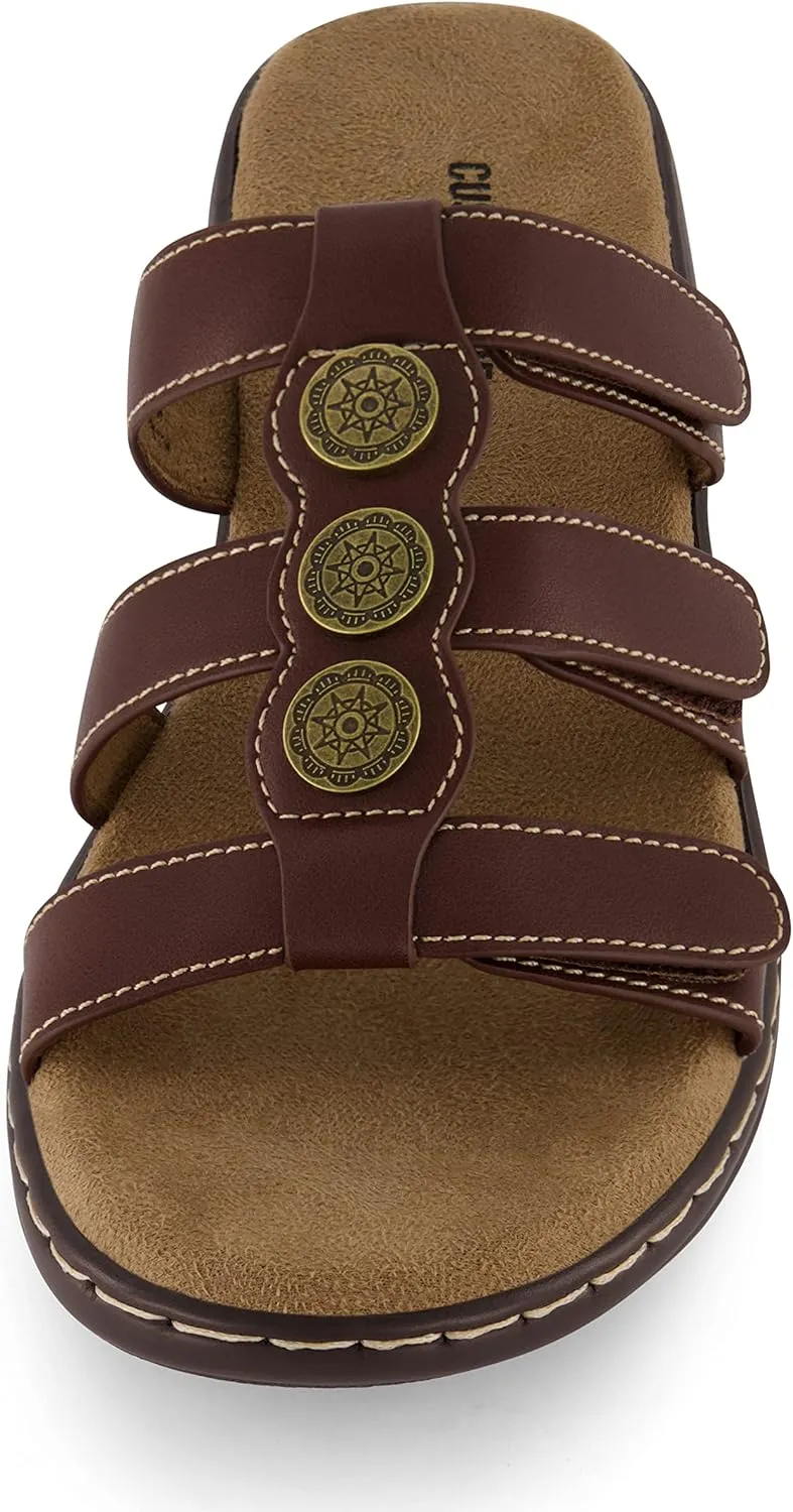 CUSHIONAIRE Women's Bowen Comfort Footbed Sandal with Adjustable Straps and  Comfort