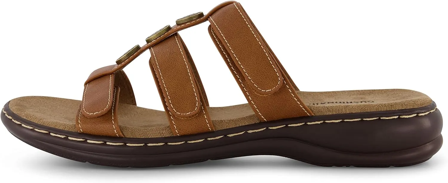 CUSHIONAIRE Women's Bowen Comfort Footbed Sandal with Adjustable Straps and  Comfort