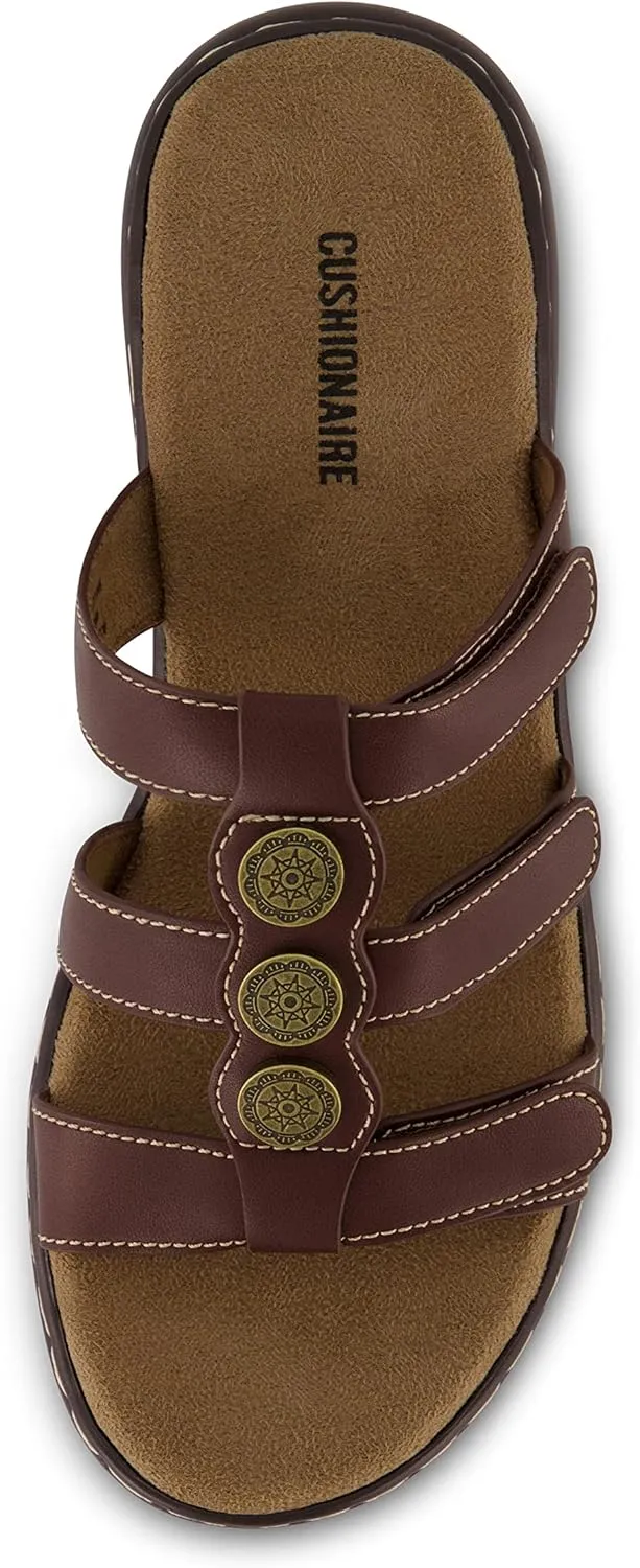 CUSHIONAIRE Women's Bowen Comfort Footbed Sandal with Adjustable Straps and  Comfort