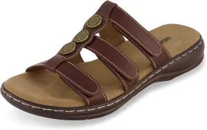 CUSHIONAIRE Women's Bowen Comfort Footbed Sandal with Adjustable Straps and  Comfort