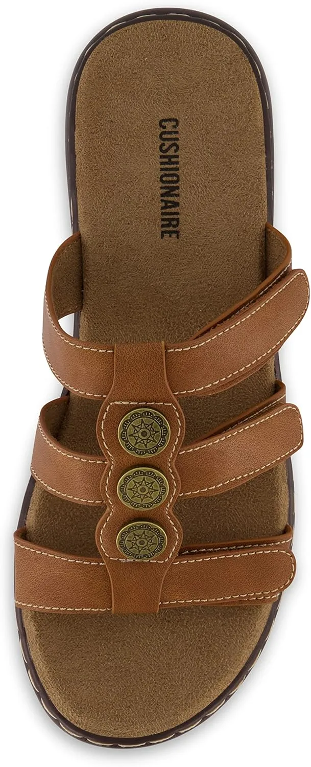 CUSHIONAIRE Women's Bowen Comfort Footbed Sandal with Adjustable Straps and  Comfort