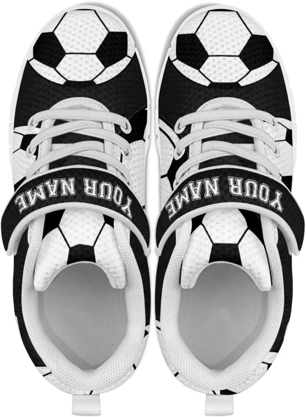 Custom Name Number Running Shoes Boys Ball Pattern Sneakers Breathable Tennis Shoes School Shoes Single Buckle Kids Footwear