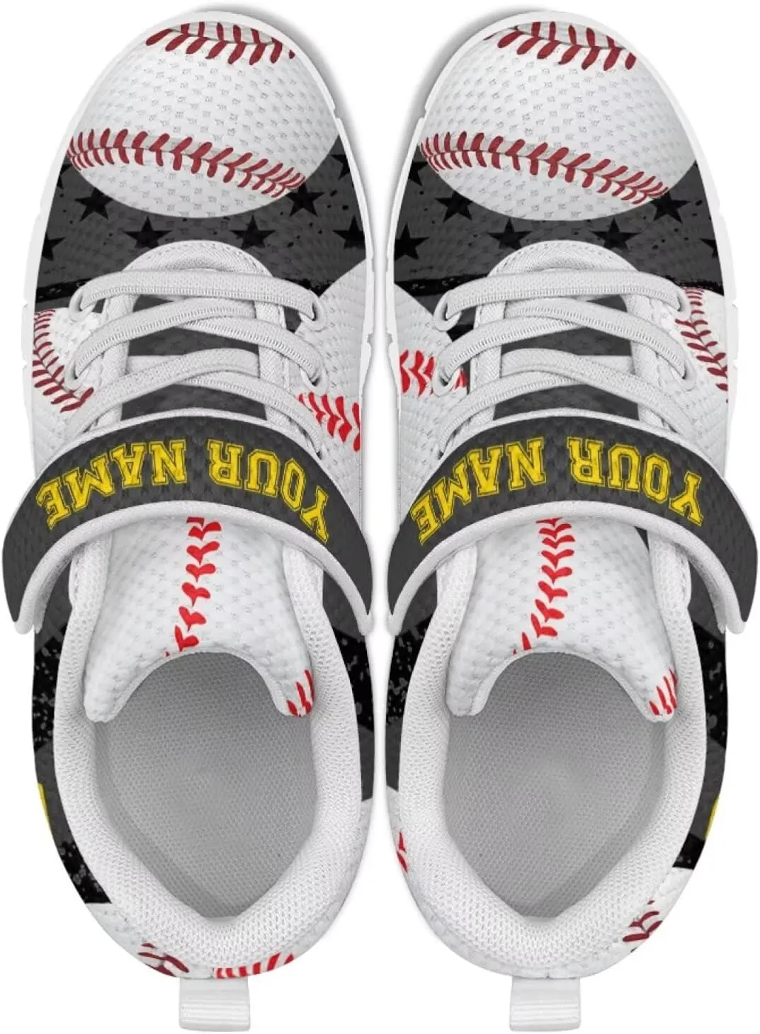 Custom Name Number Running Shoes Boys Ball Pattern Sneakers Breathable Tennis Shoes School Shoes Single Buckle Kids Footwear