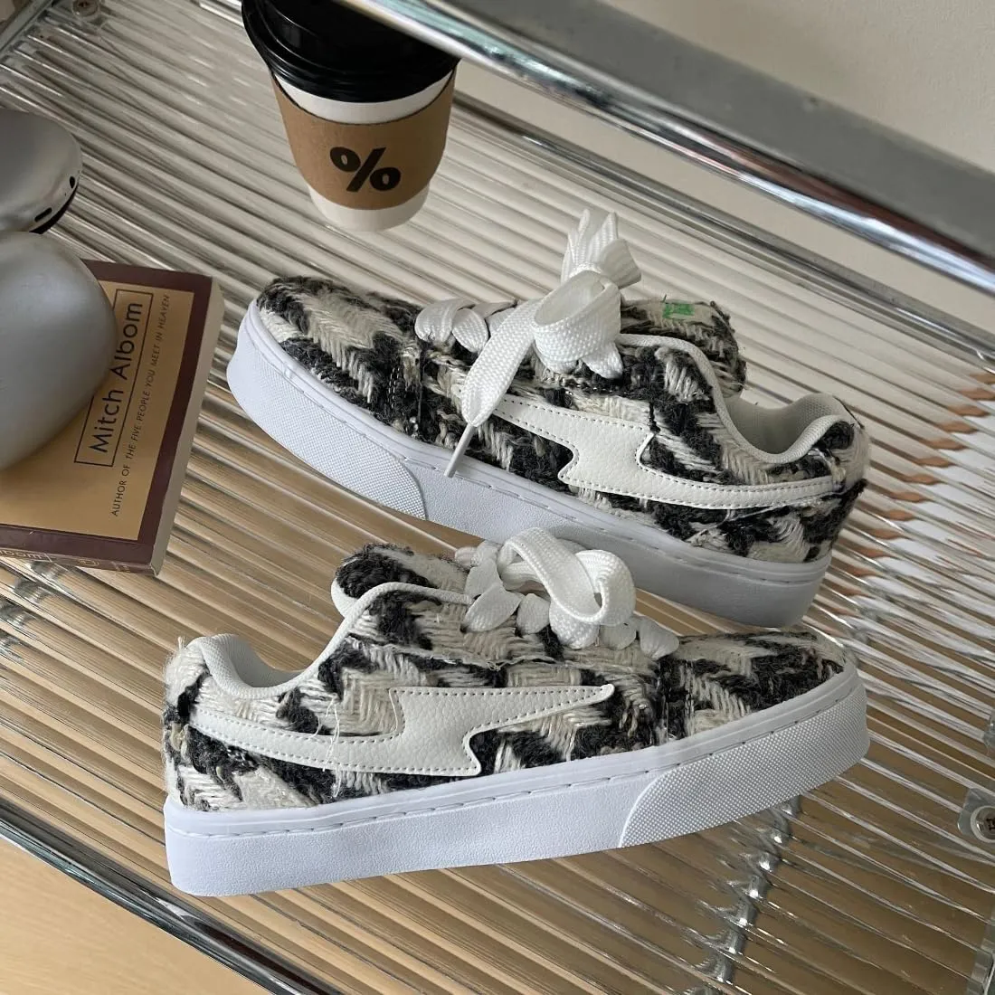 Cute Breathable Sneakers for Women Comfortable Thick Sole Casual Denim Couples' Style All-Season Walking Shoes
