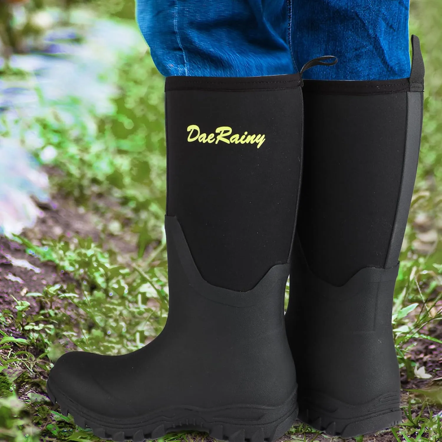 DaeRainy Rubber Rain Boots for Women Waterproof Boots Durable Neoprene Boots Insulated Mud Hunting Work Shoes for Outdoor Fsh Pond, Gradens,Hike,Farms