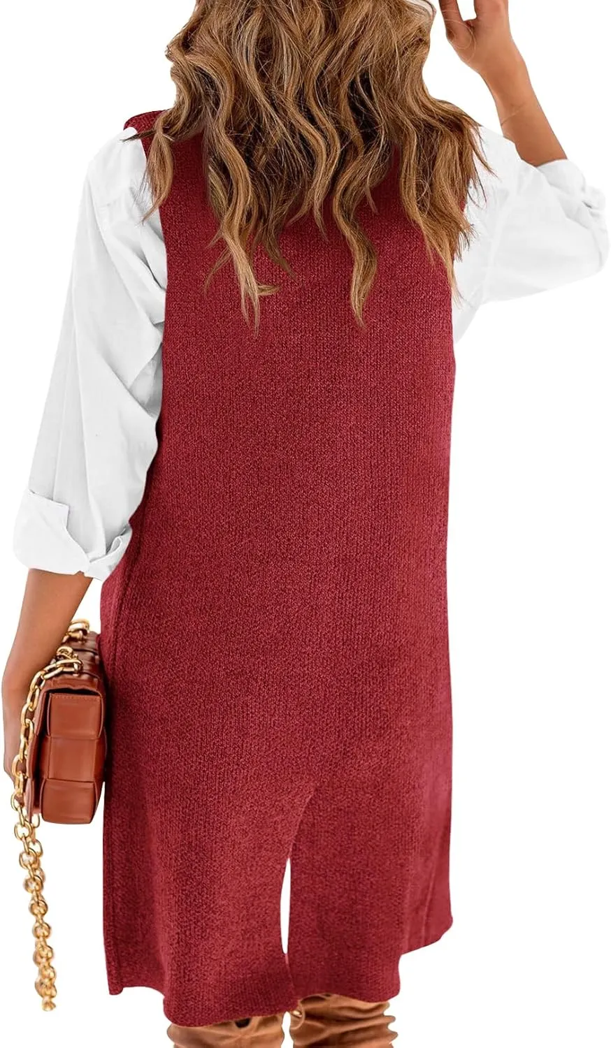 Danedvi Women Open Front Lapel Collar Cardigan Vest Button Down Long Sweaters Cardigan Solid Outerwear Coats