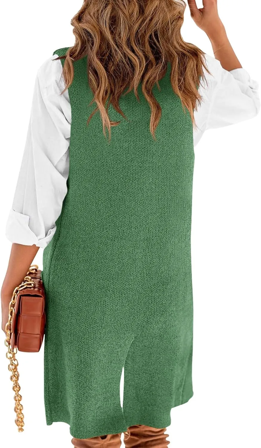 Danedvi Women Open Front Lapel Collar Cardigan Vest Button Down Long Sweaters Cardigan Solid Outerwear Coats