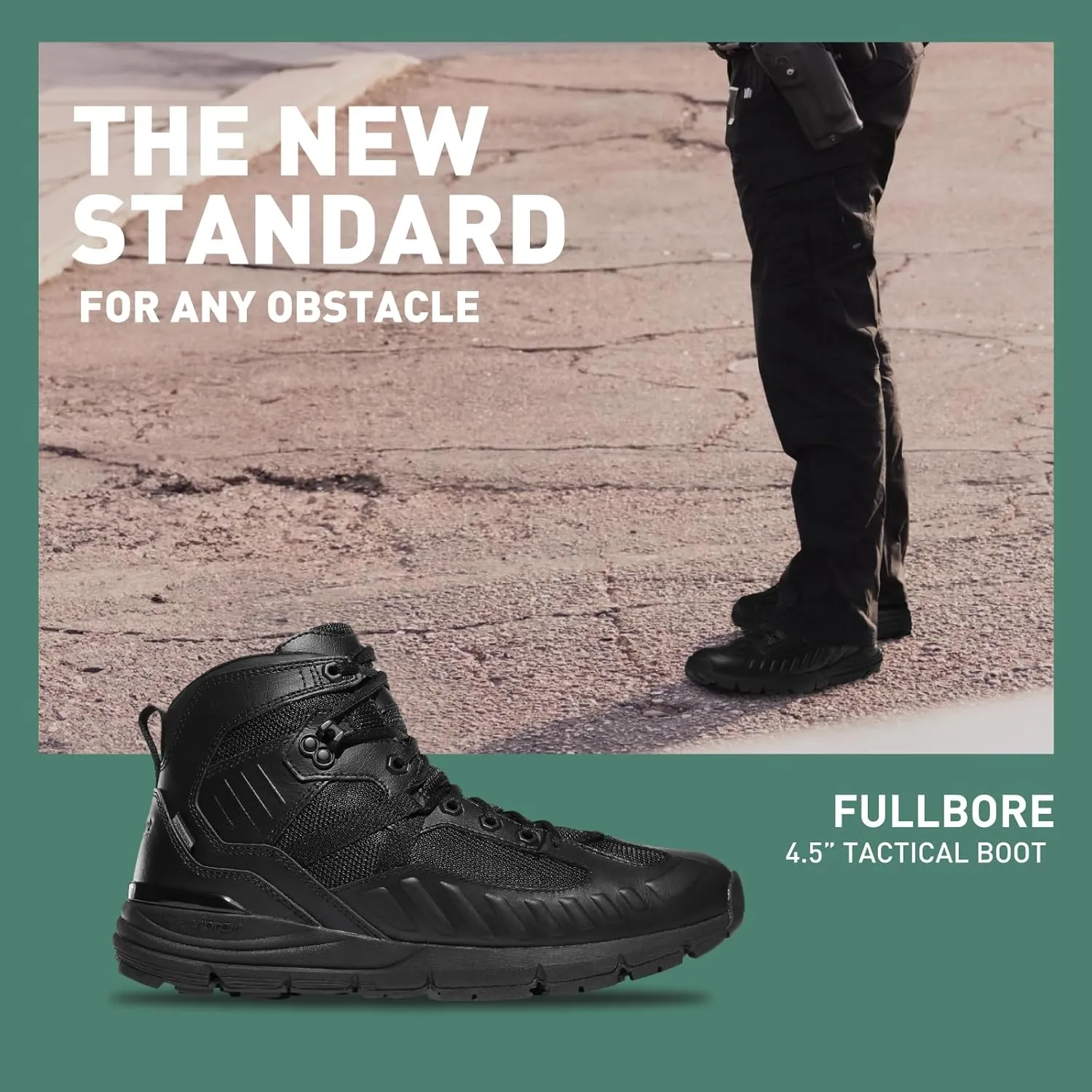 Danner FullBore 4.5” Waterproof Black Tactical Boots for Men - Full-Grain Leather & Mesh, with Shock-Absorbing Midsole & Slip-Resistant Outsole
