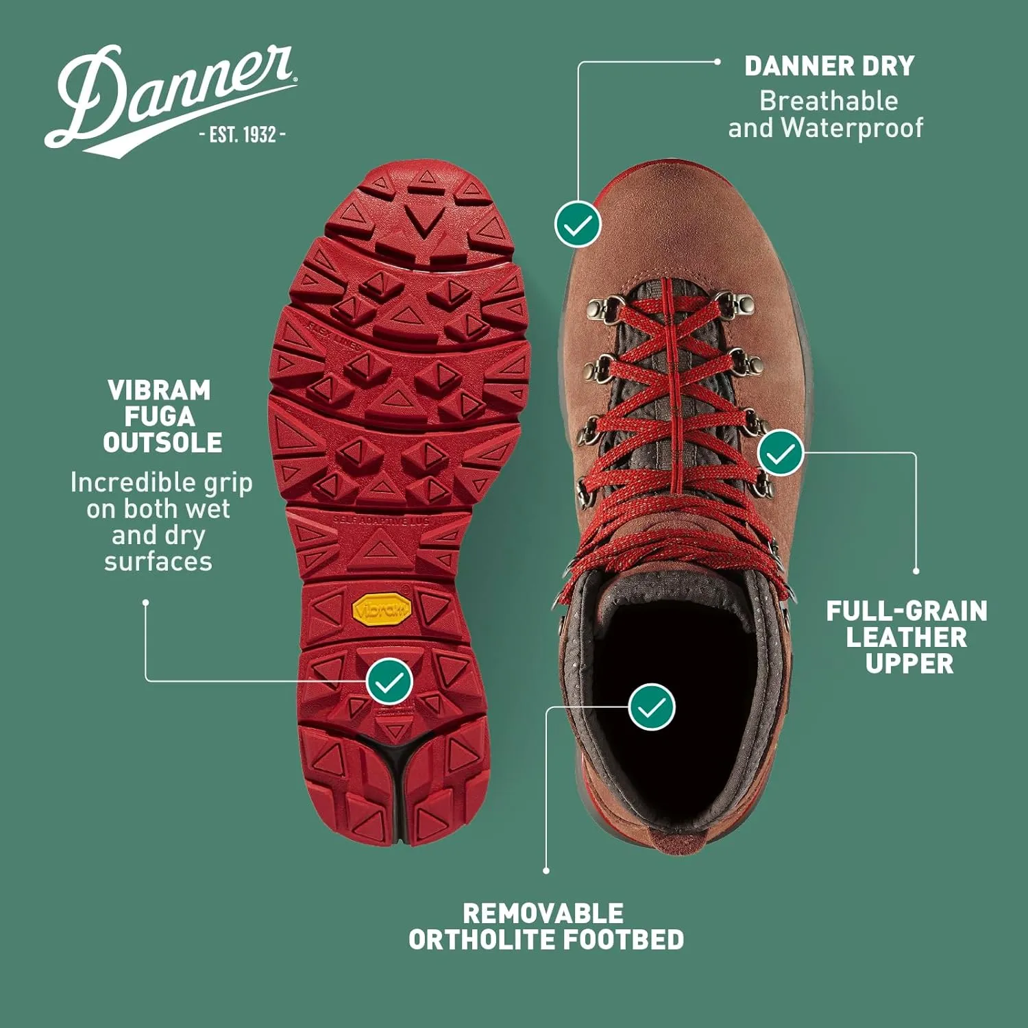 Danner Mountain 600 Hiking Boots for Women - Waterproof, Durable Suede Upper, Breathable Lining, Triple-Density Footbed & Vibram Traction Outsole