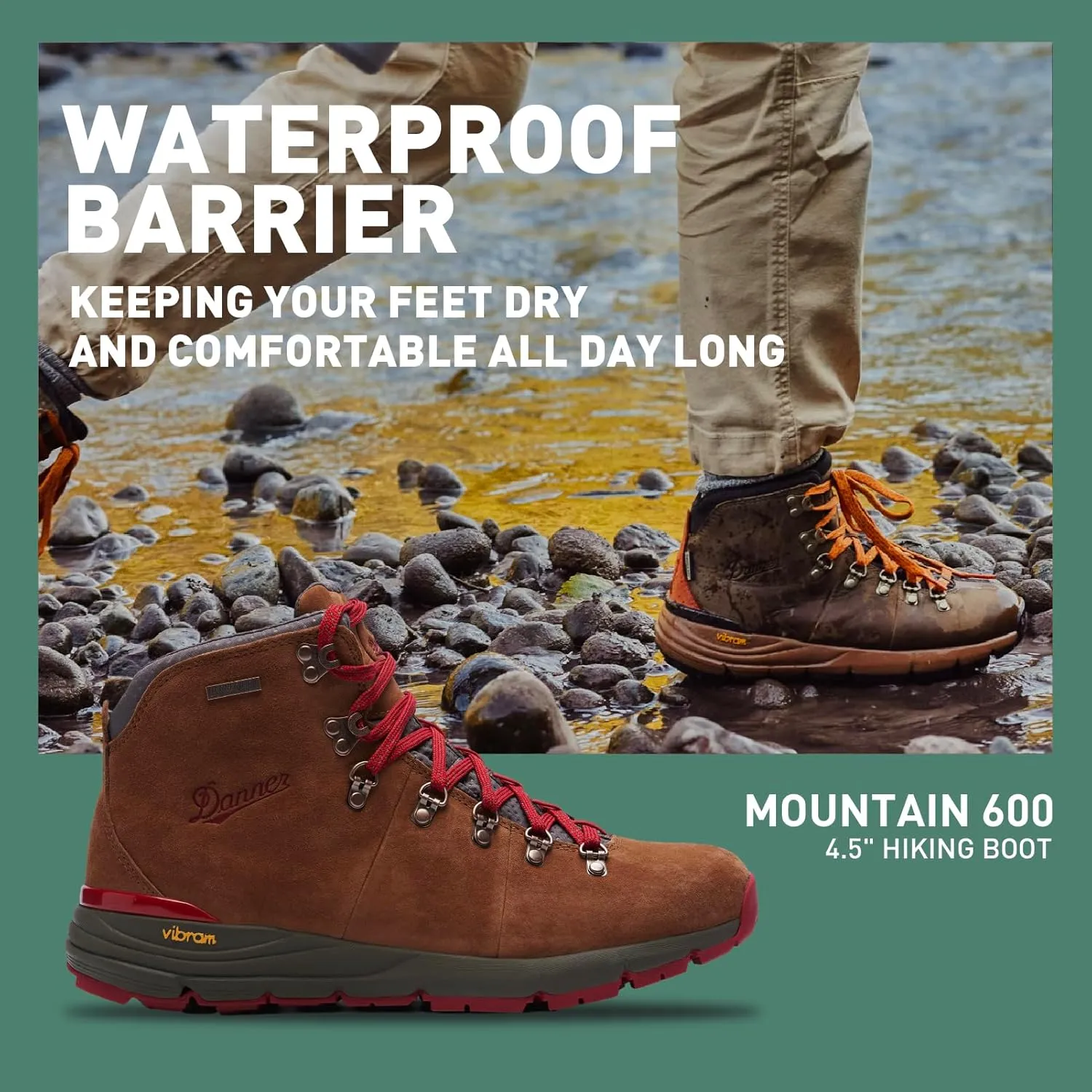 Danner Mountain 600 Hiking Boots for Women - Waterproof, Durable Suede Upper, Breathable Lining, Triple-Density Footbed & Vibram Traction Outsole