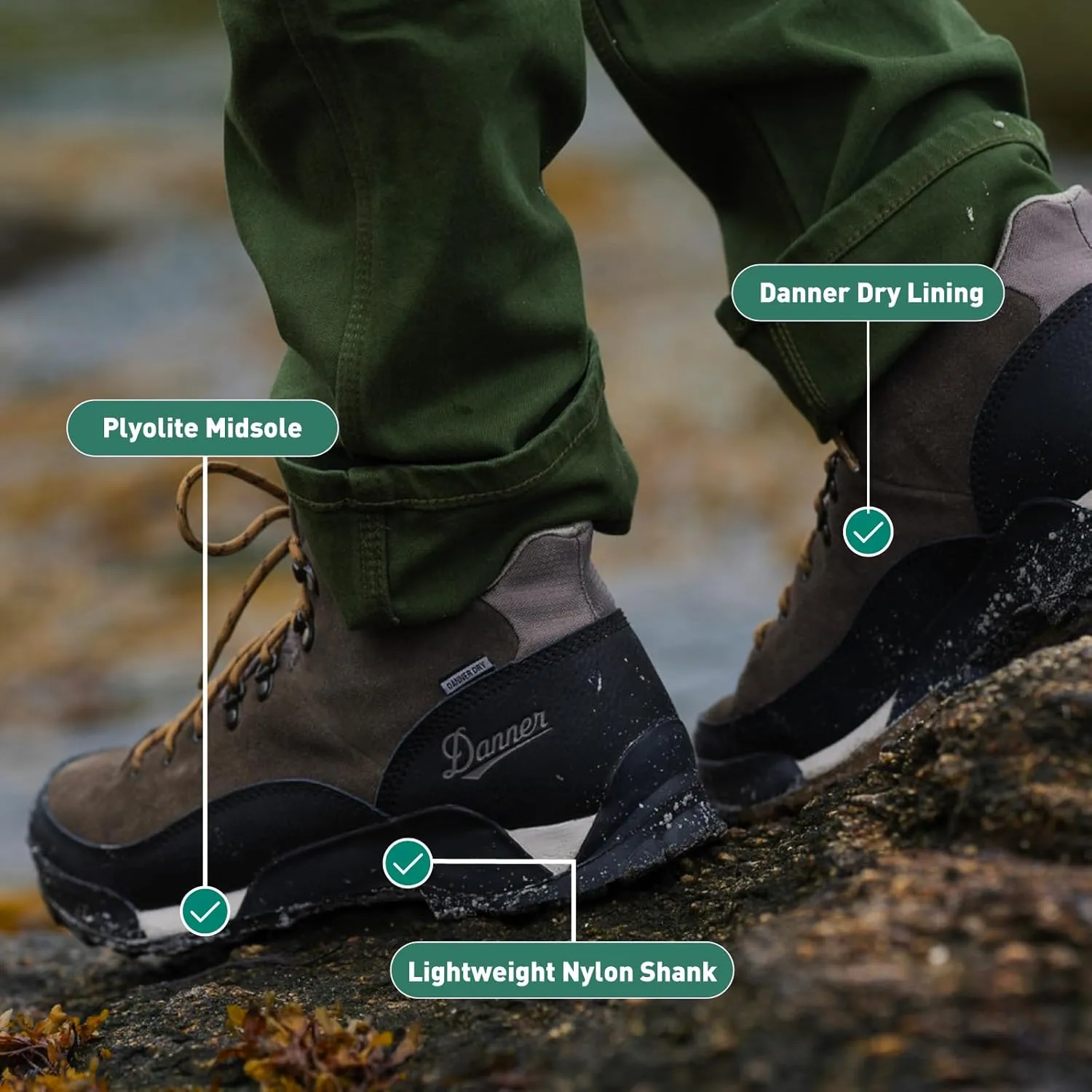 Danner Panorama 6” Waterproof Hiking Boots for Men with Rich Suede Upper, Breathable Dry Barrier, Comfort Footbed, and Traction Outsole