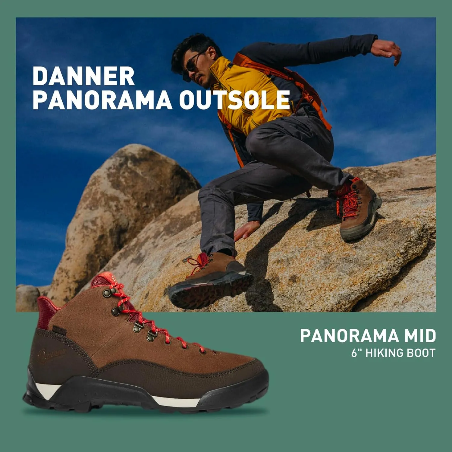 Danner Panorama 6” Waterproof Hiking Boots for Men with Rich Suede Upper, Breathable Dry Barrier, Comfort Footbed, and Traction Outsole