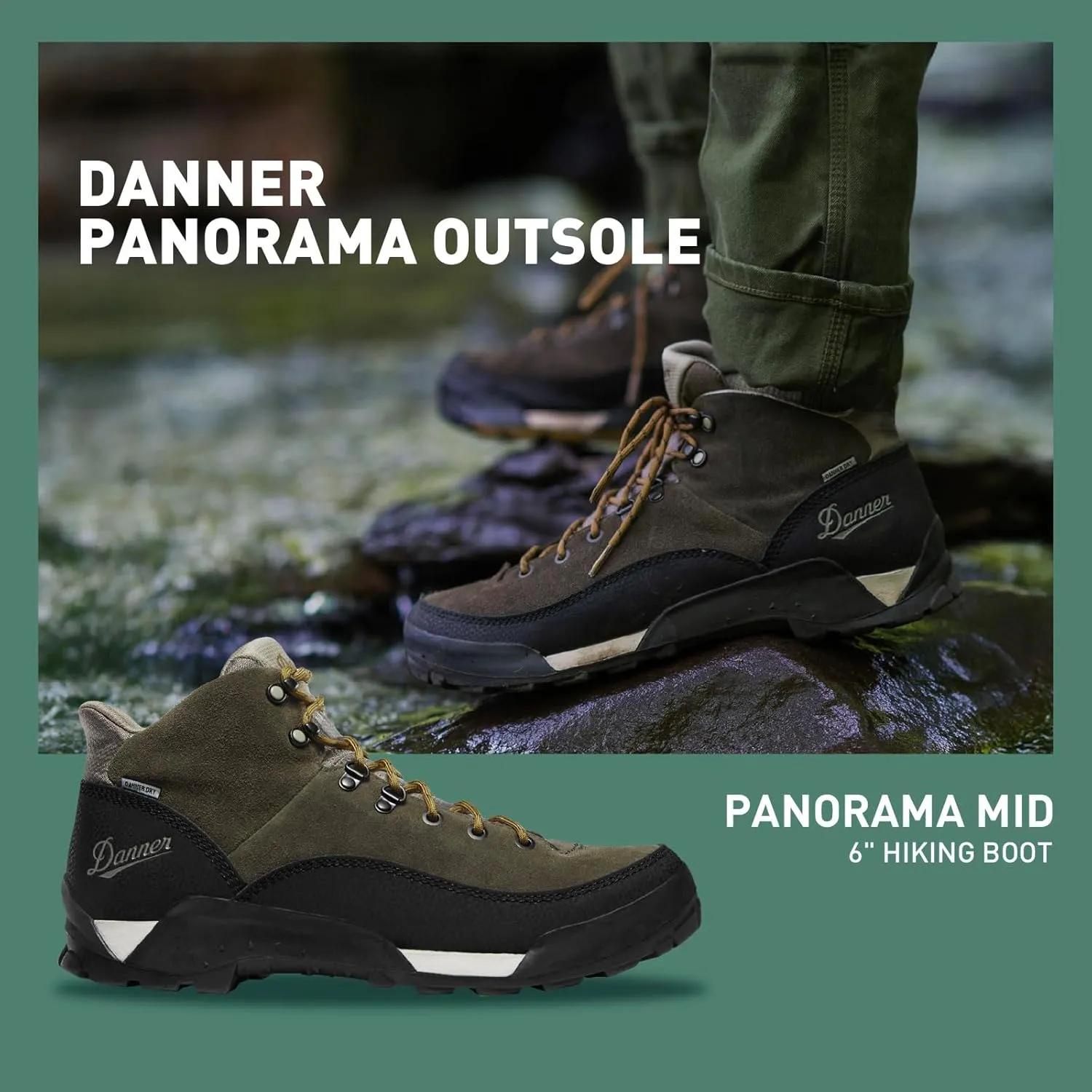Danner Panorama 6” Waterproof Hiking Boots for Men with Rich Suede Upper, Breathable Dry Barrier, Comfort Footbed, and Traction Outsole