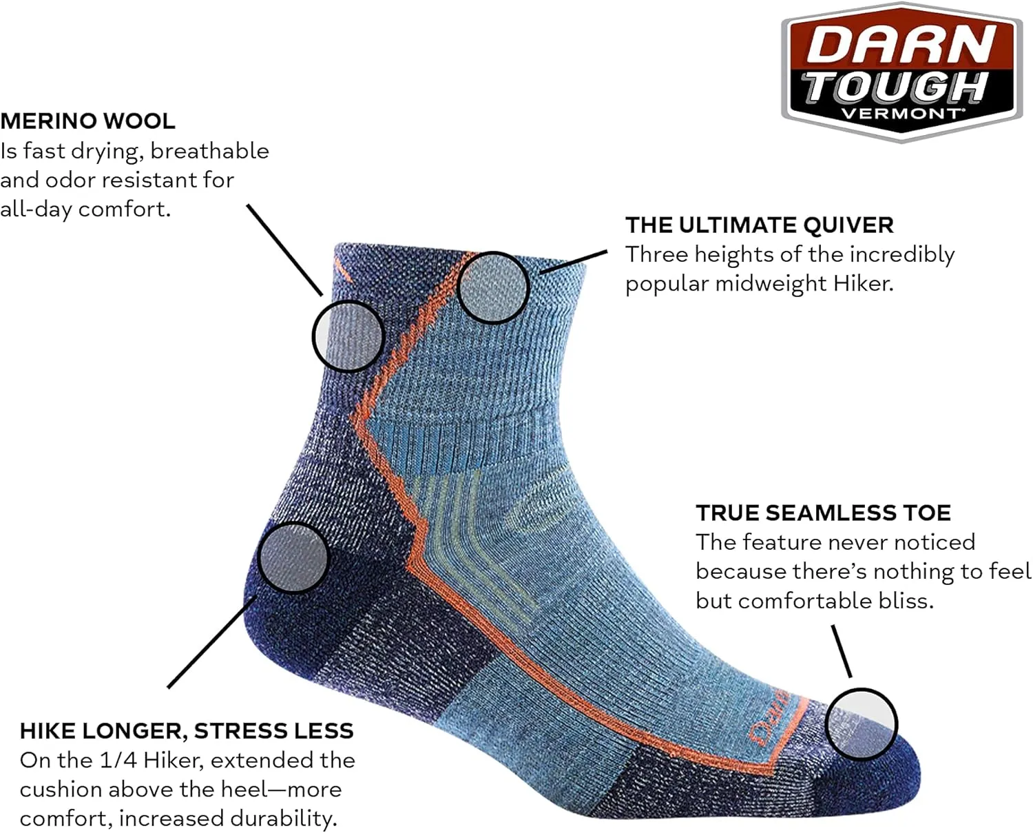 DARN TOUGH Women's Hiker Hike/Trek Sock (Style 1958)