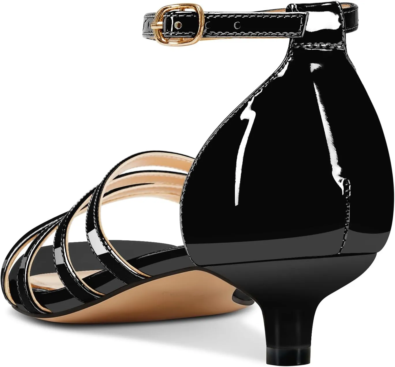 DearOnly Womens Kitten Heel Open Toe Buckle Sandals Basic Classic Ankle Strap Office Casual Prom Summer Shoes 1.4 Inches Heels