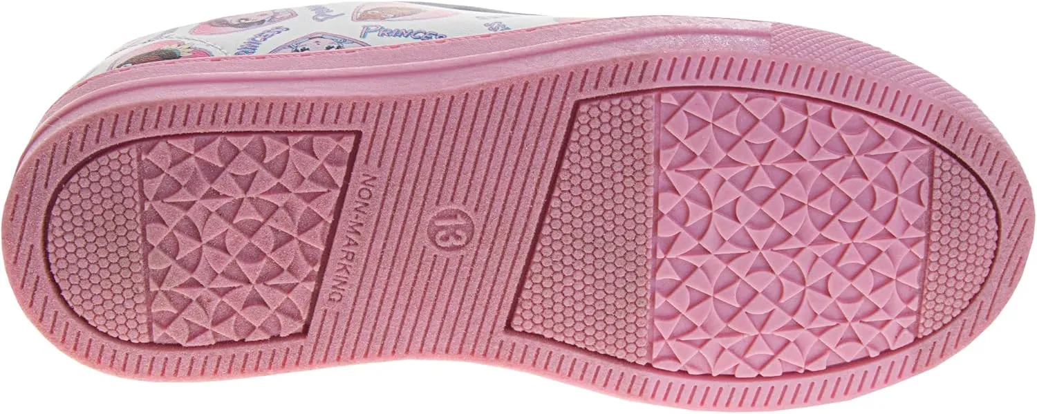 Disney Princess Ariel Belle Snow White Tiana - Girls Low Top Casual Shoes White/Pink (Size Little Kid - Big Kid)