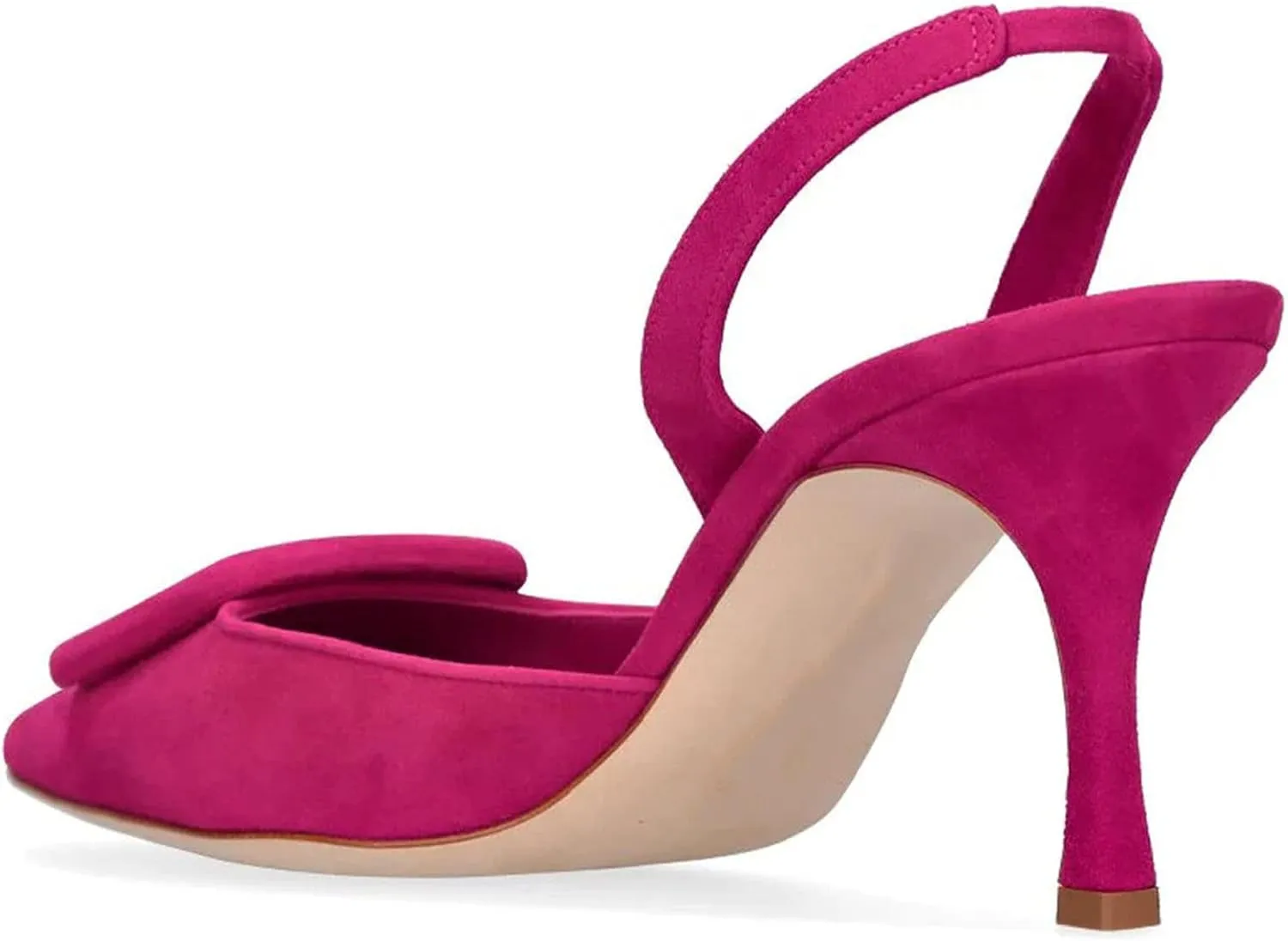 Divanne Slingback Pumps, Women's Pointed Toe Stiletto Pumps Buckle High Heeled Sandals Office Lady Casual Party Wedding Shoes